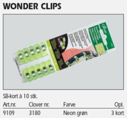 Wonder clips neon grøn 10 stk. 91093180 69k